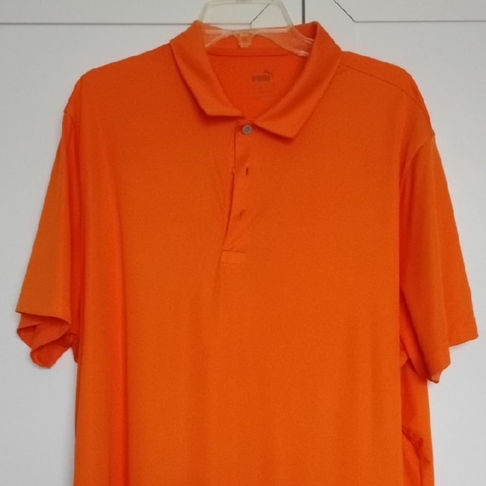Puma Vibrant Orange Men's Performance Polo Shirt XXL EUC